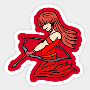 Beautiful archer girl in red Sticker